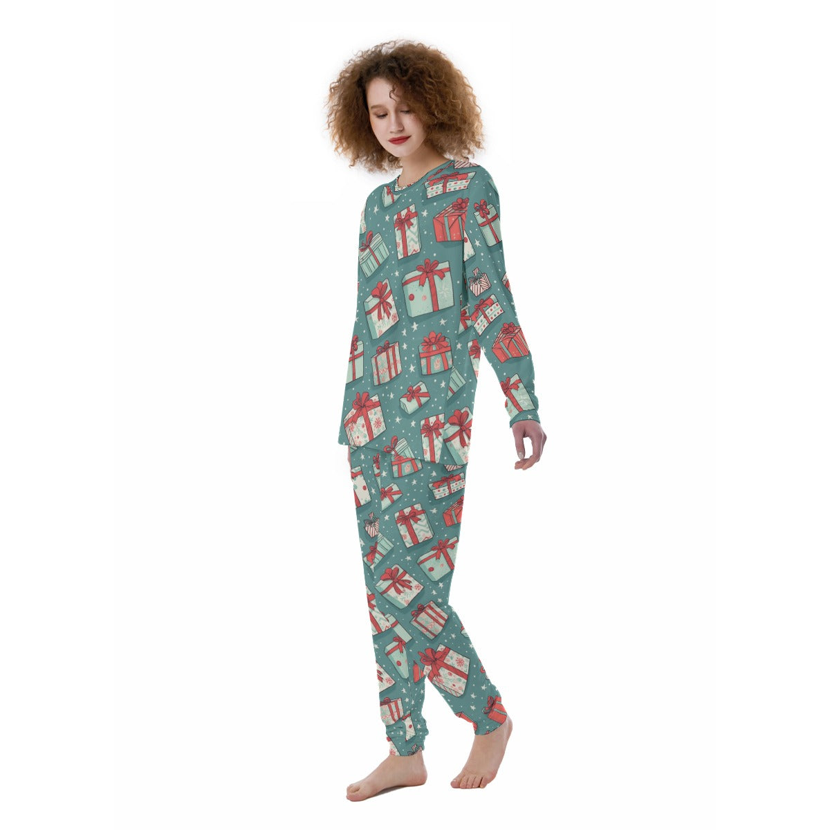 Women's Christmas Pyjamas - Green Presents 4