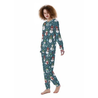 Women's Christmas Pyjamas - Green Snowmen