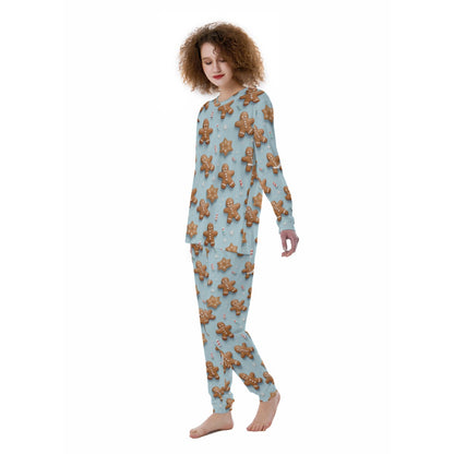 Women's Christmas Pyjamas - Blue Gingerbread