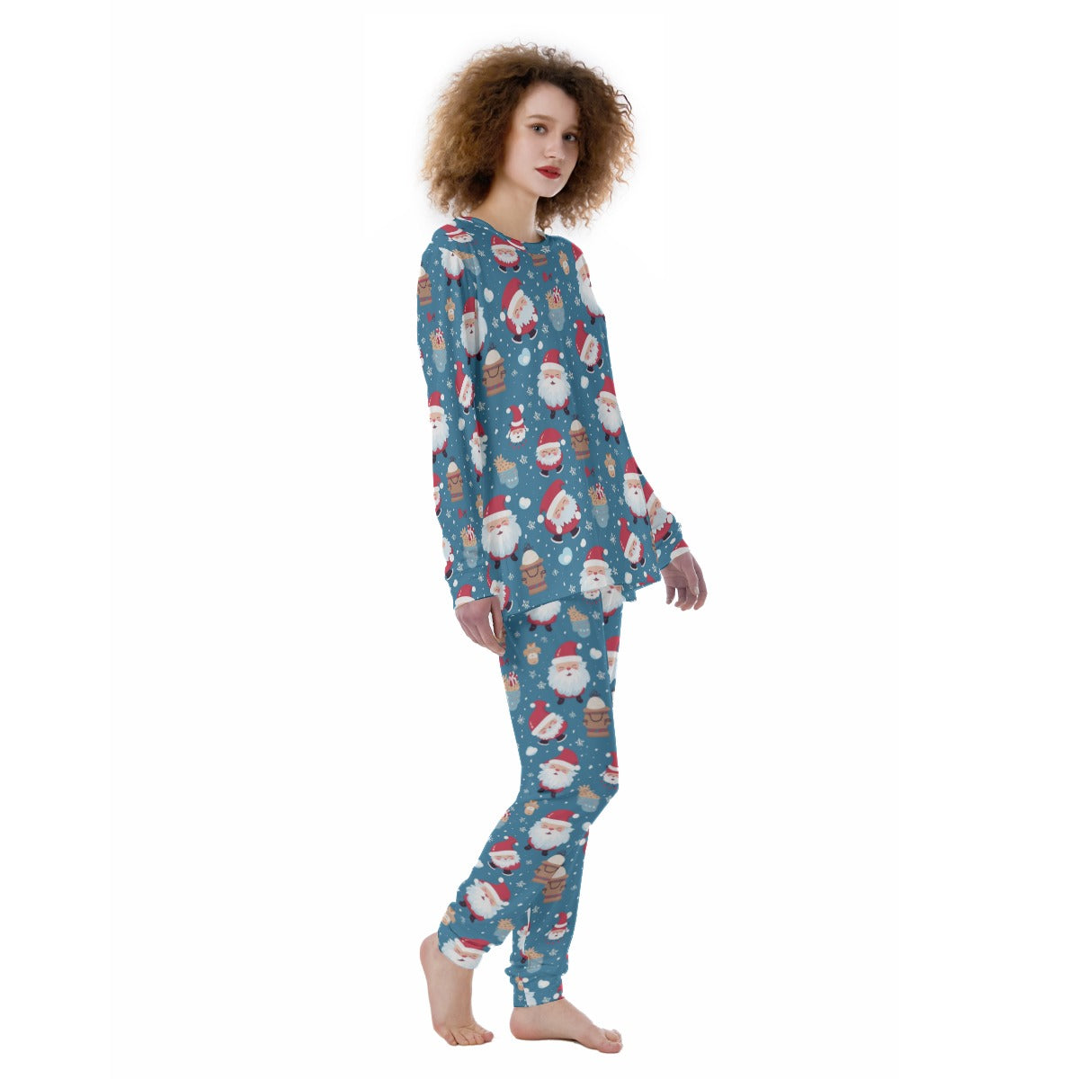 Women's Christmas Pyjamas - Blue Santas 2