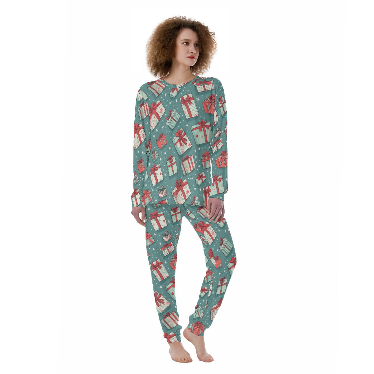 Women's Christmas Pyjamas - Green Presents 4