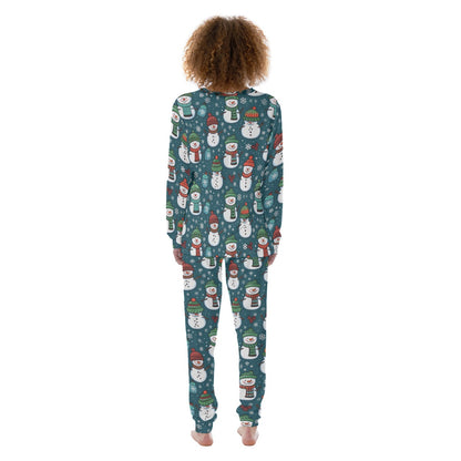 Women's Christmas Pyjamas - Green Snowmen