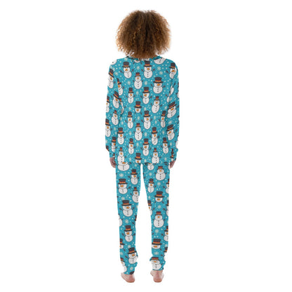 Women's Christmas Pyjamas - Light Blue Snowmen