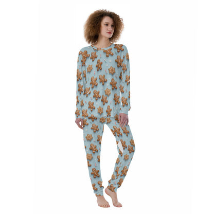 Women's Christmas Pyjamas - Blue Gingerbread