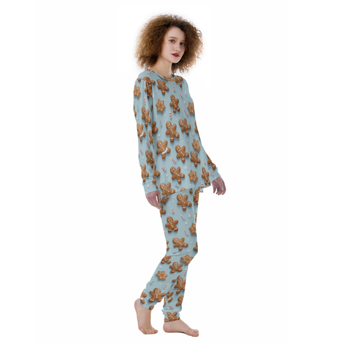 Women's Christmas Pyjamas - Blue Gingerbread