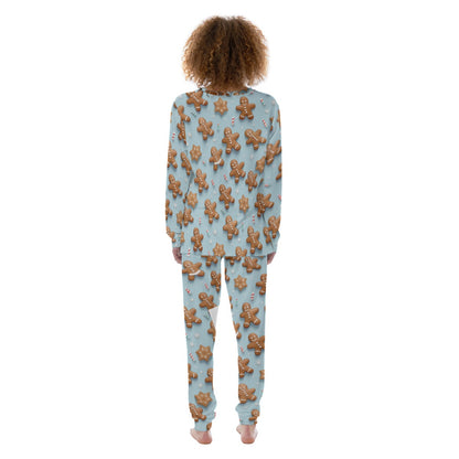 Women's Christmas Pyjamas - Blue Gingerbread