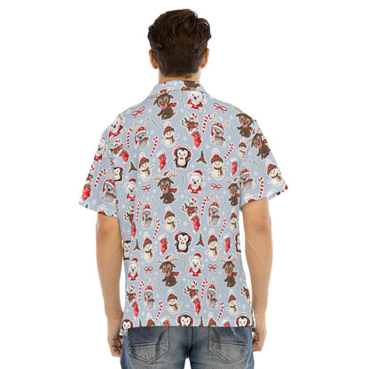 Men's Short Sleeve Christmas Shirt -  Polar Kawaii