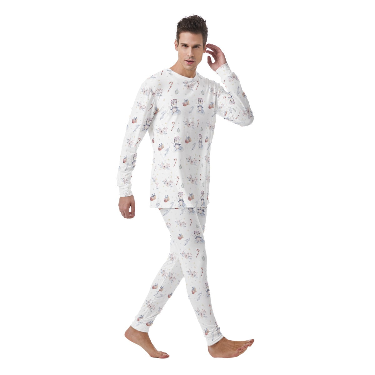 Men's Watercolour Christmas Pyjamas - Penguins