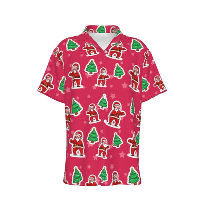 Men's Short Sleeve Christmas Shirt - Red Santa Boxing