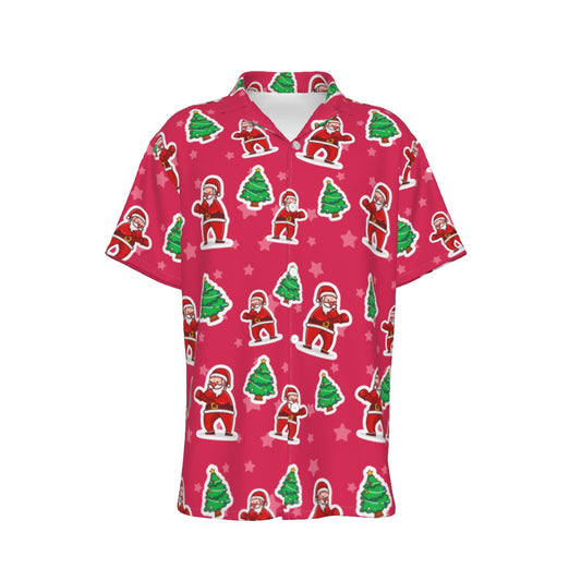 Men's Short Sleeve Christmas Shirt - Red Santa Boxing