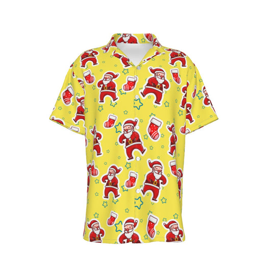 Men's Short Sleeve Christmas Shirt - Santa and Stars