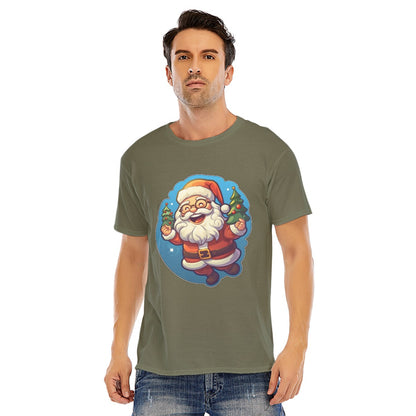 Mens Short Sleeve Christmas Tee - Flying Santa
