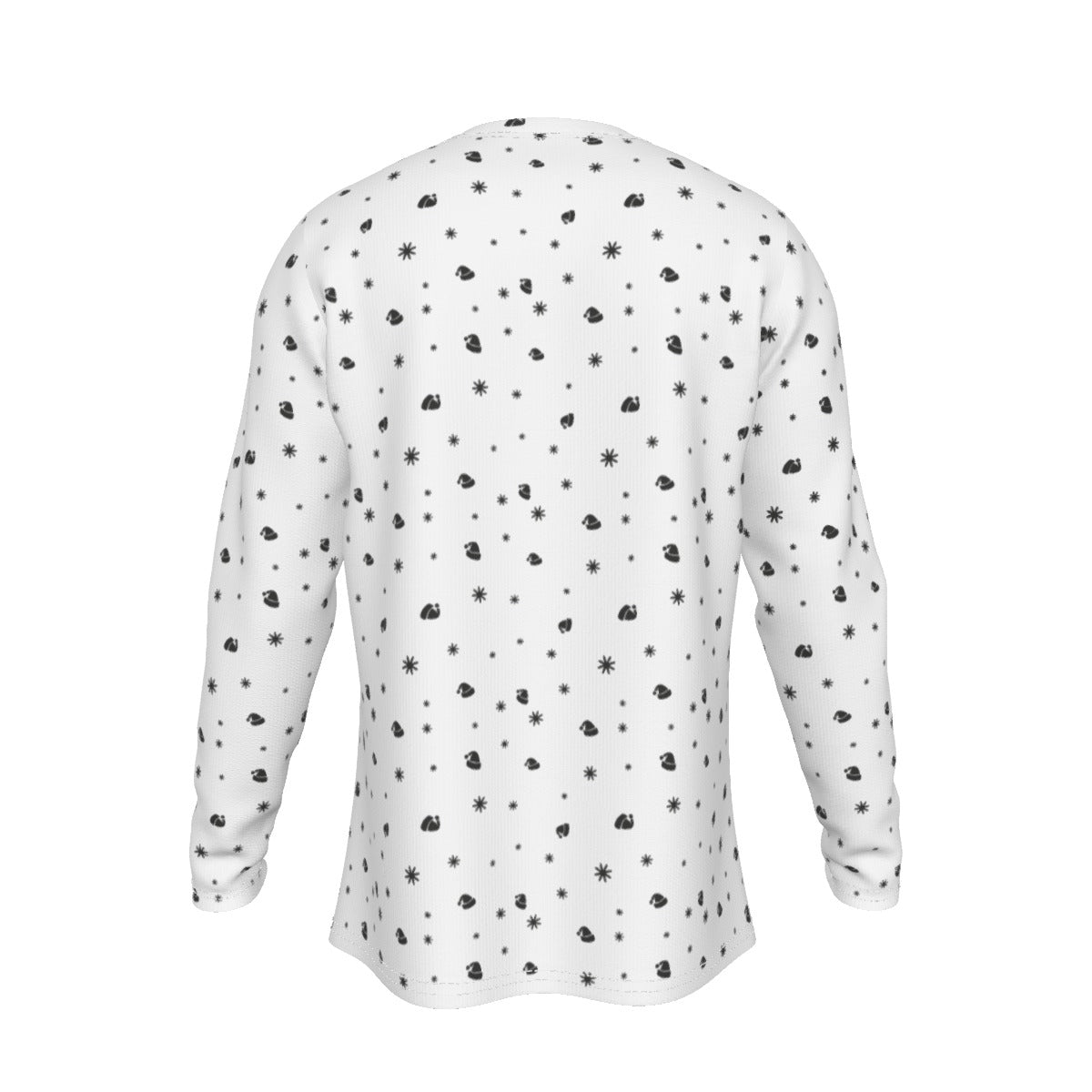 Men's Long Sleeve Christmas T-Shirt - Snowflakes and Hats