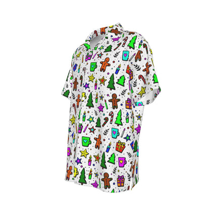Men's Short Sleeve Christmas Shirt - Bright Doodle