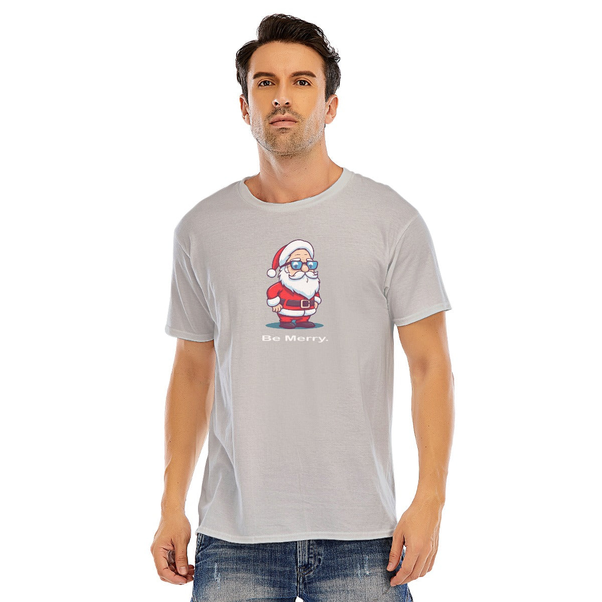 Mens Short Sleeve Christmas Tee - Be Merry.