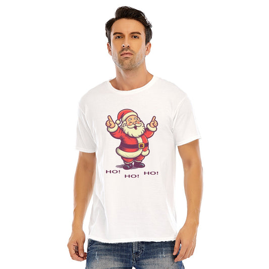 Mens Short Sleeve Christmas Tee - "Ho Ho Ho" Black