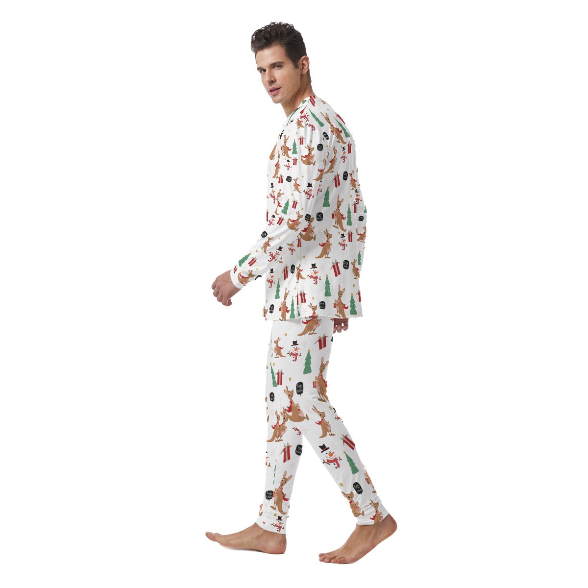 Men's Christmas Pyjamas - Kangaroo Pattern