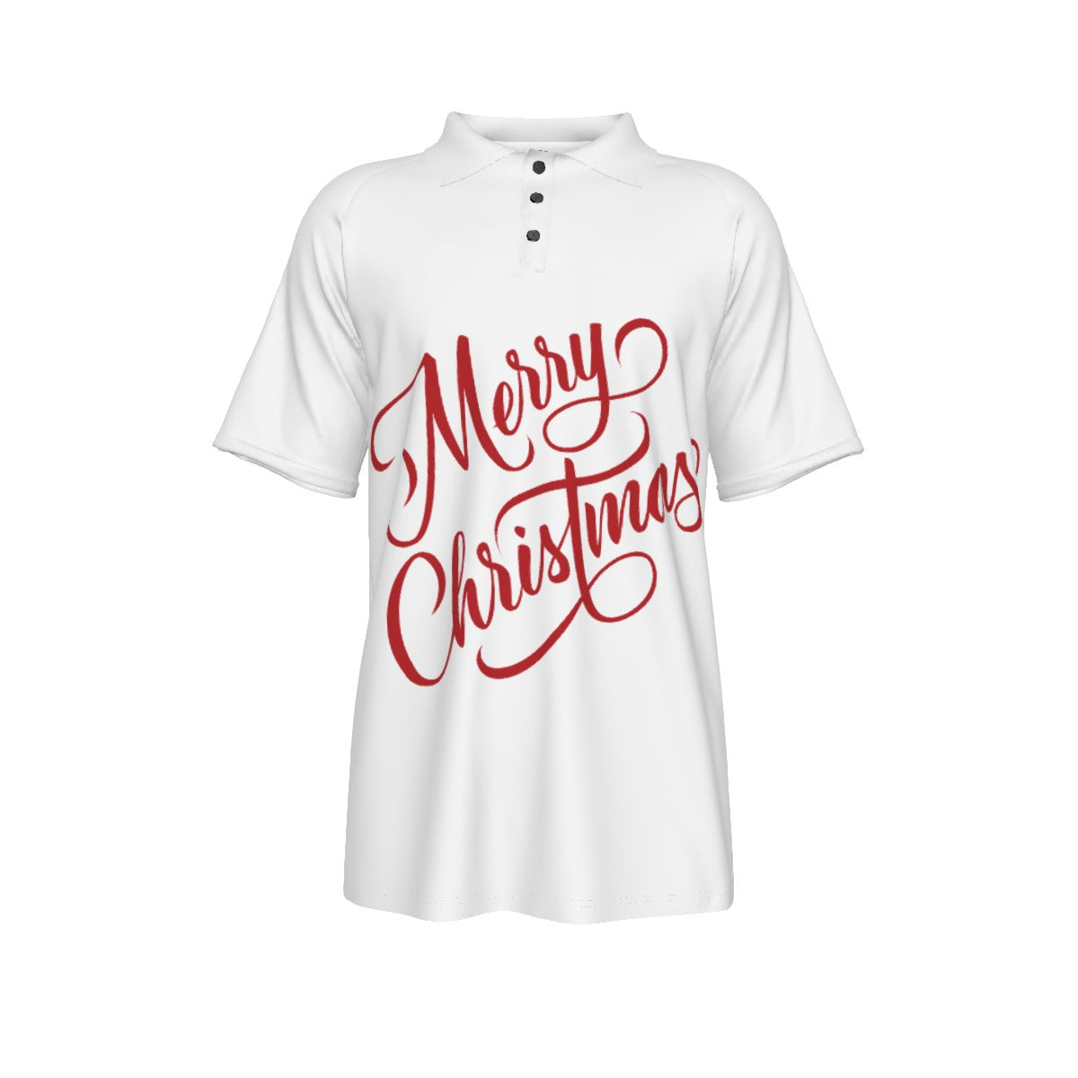 Men's Short Sleeve Christmas Polo Shirt - Merry Christmas - White