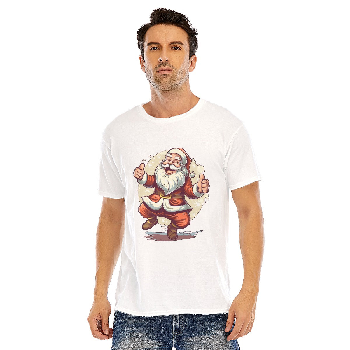 Mens Short Sleeve Christmas Tee - Dancing Santa