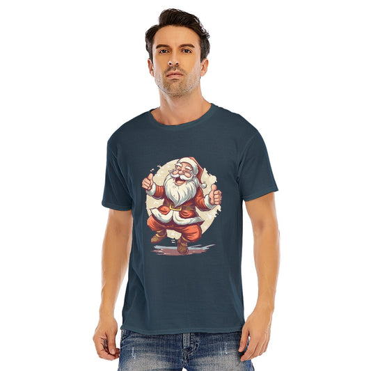 Mens Short Sleeve Christmas Tee - Dancing Santa