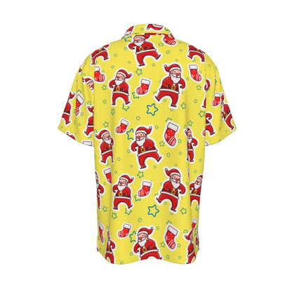 Men's Short Sleeve Christmas Shirt - Santa and Stars