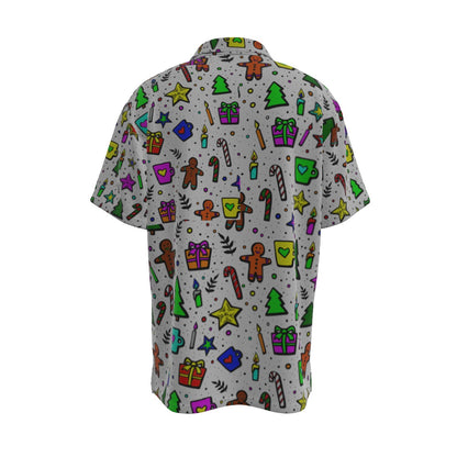 Men's Short Sleeve Christmas Shirt - Bright Doodle