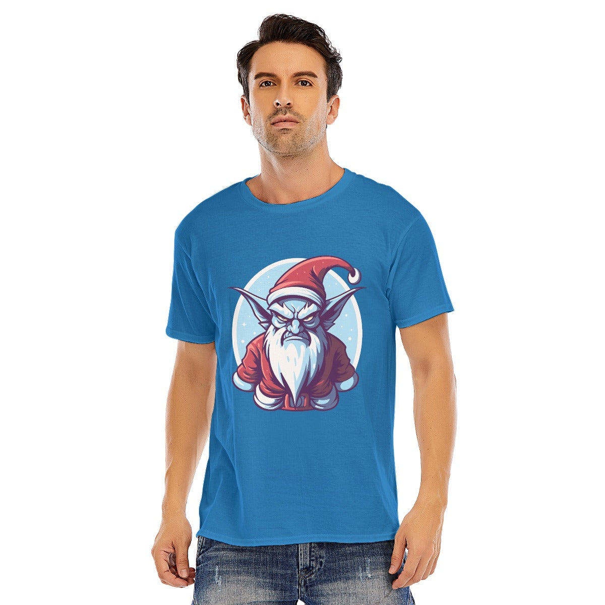 Mens Short Sleeve Christmas Tee - Blue Mad Elf