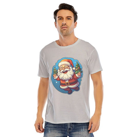 Mens Short Sleeve Christmas Tee - Flying Santa