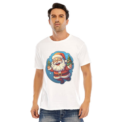 Mens Short Sleeve Christmas Tee - Flying Santa