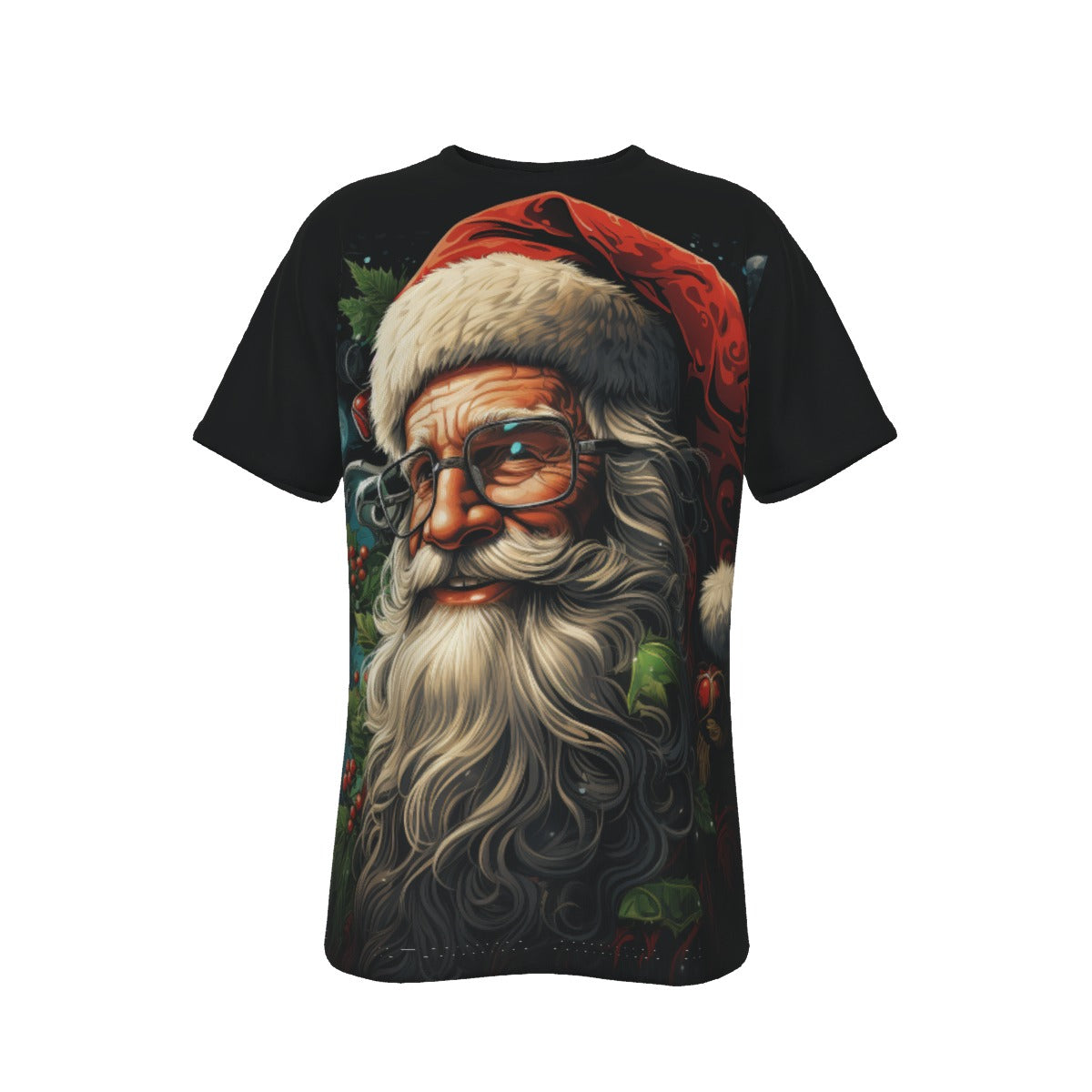 Mens Short Sleeve Christmas Tee - Front and Back - Holy Santa