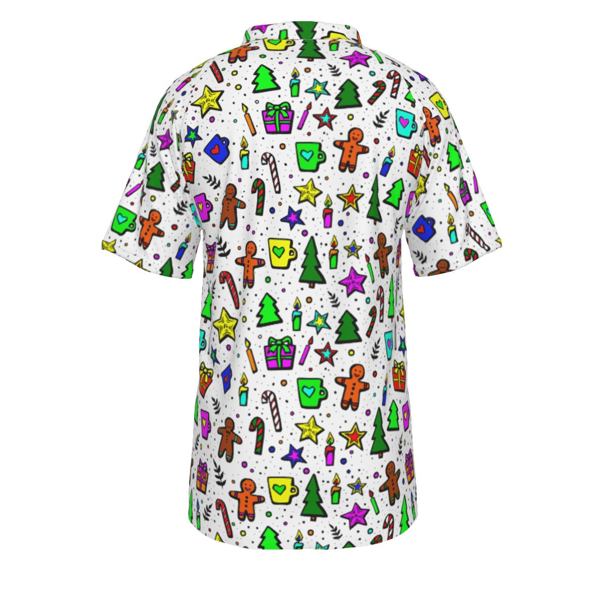 Men's Short Sleeve Christmas Polo Shirt - Bright Doodle