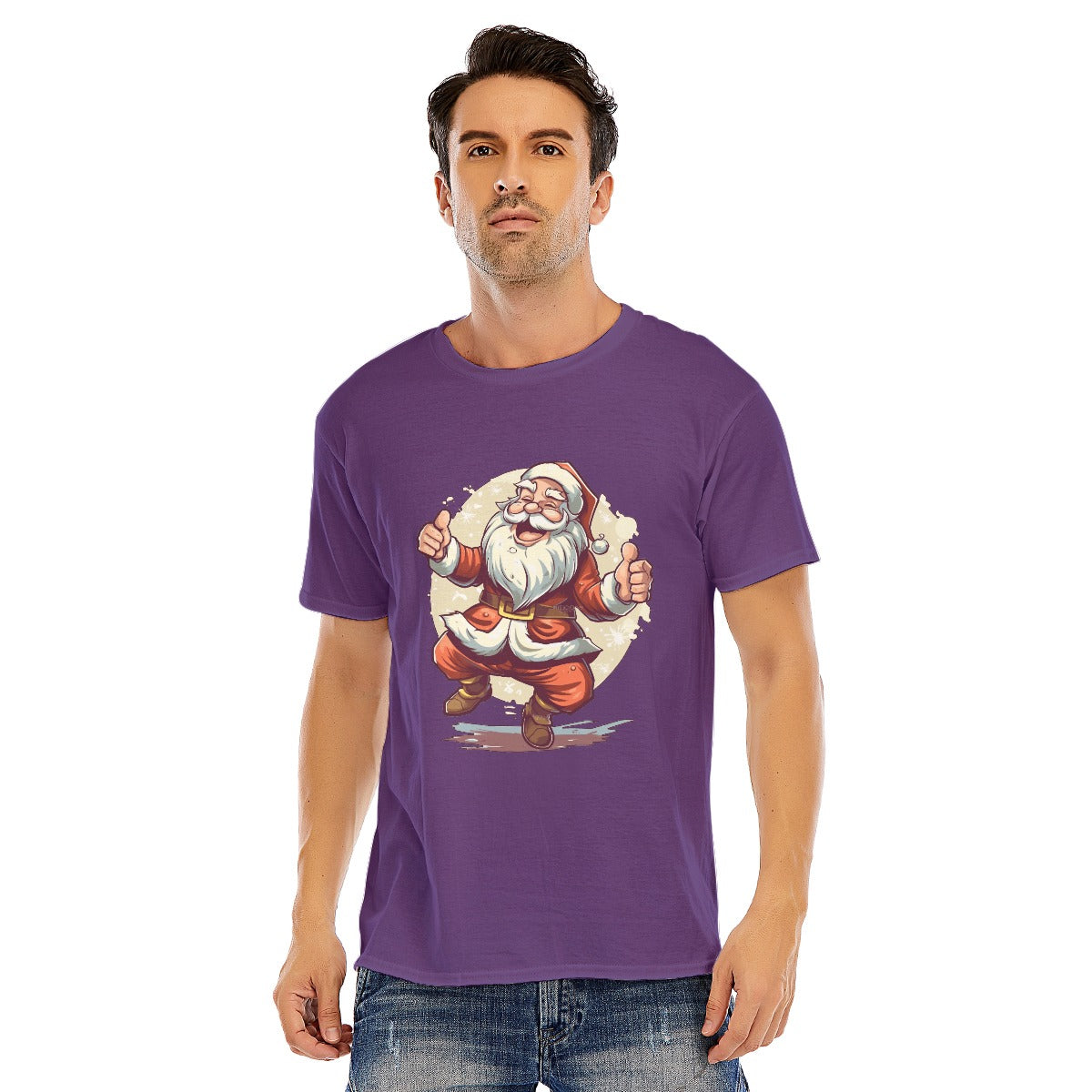 Mens Short Sleeve Christmas Tee - Dancing Santa