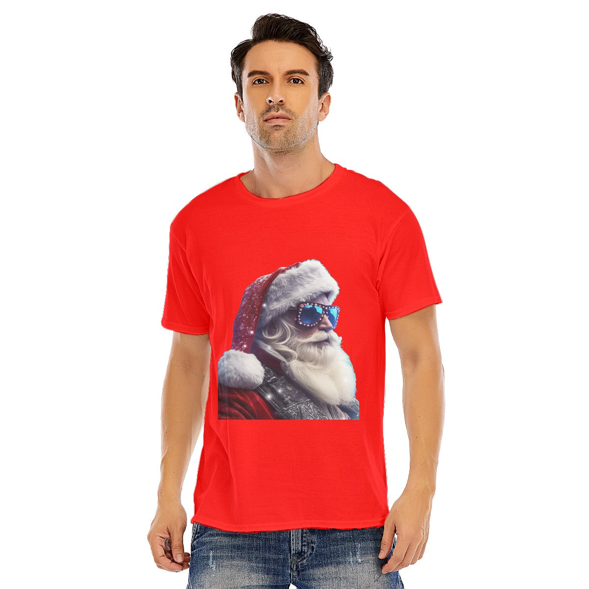 Mens Short Sleeve Christmas Tee - Cool Santa