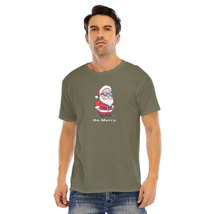 Mens Short Sleeve Christmas Tee - Be Merry.