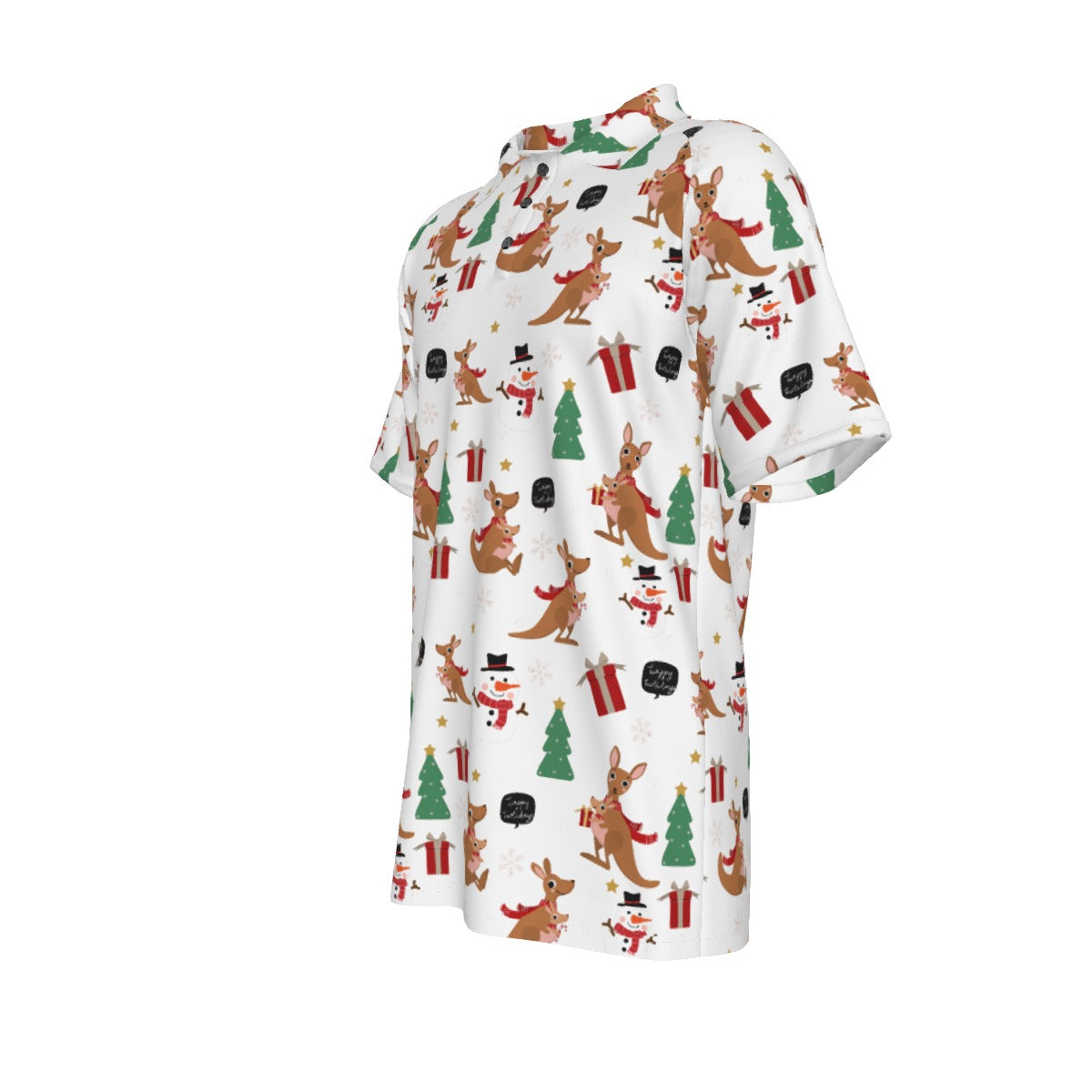 Men's Short Sleeve Christmas Polo Shirt - Kangaroos