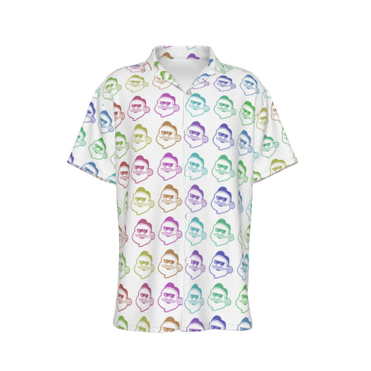 Men's Short Sleeve Christmas Shirt - Rainbow - Boss Santa