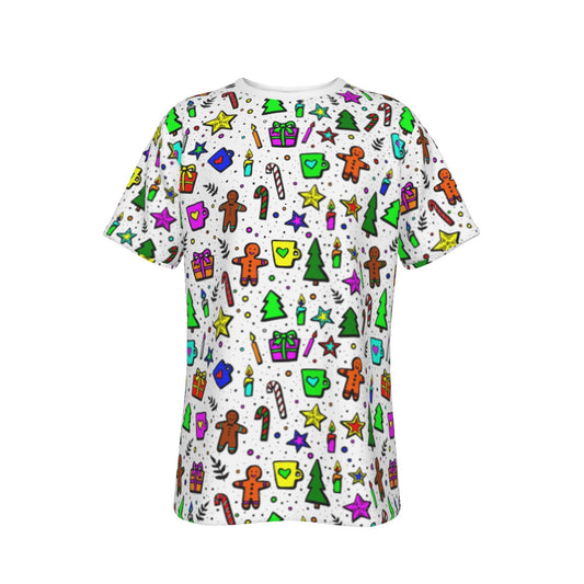 Mens Short Sleeve Christmas Tee - Bright Doodle