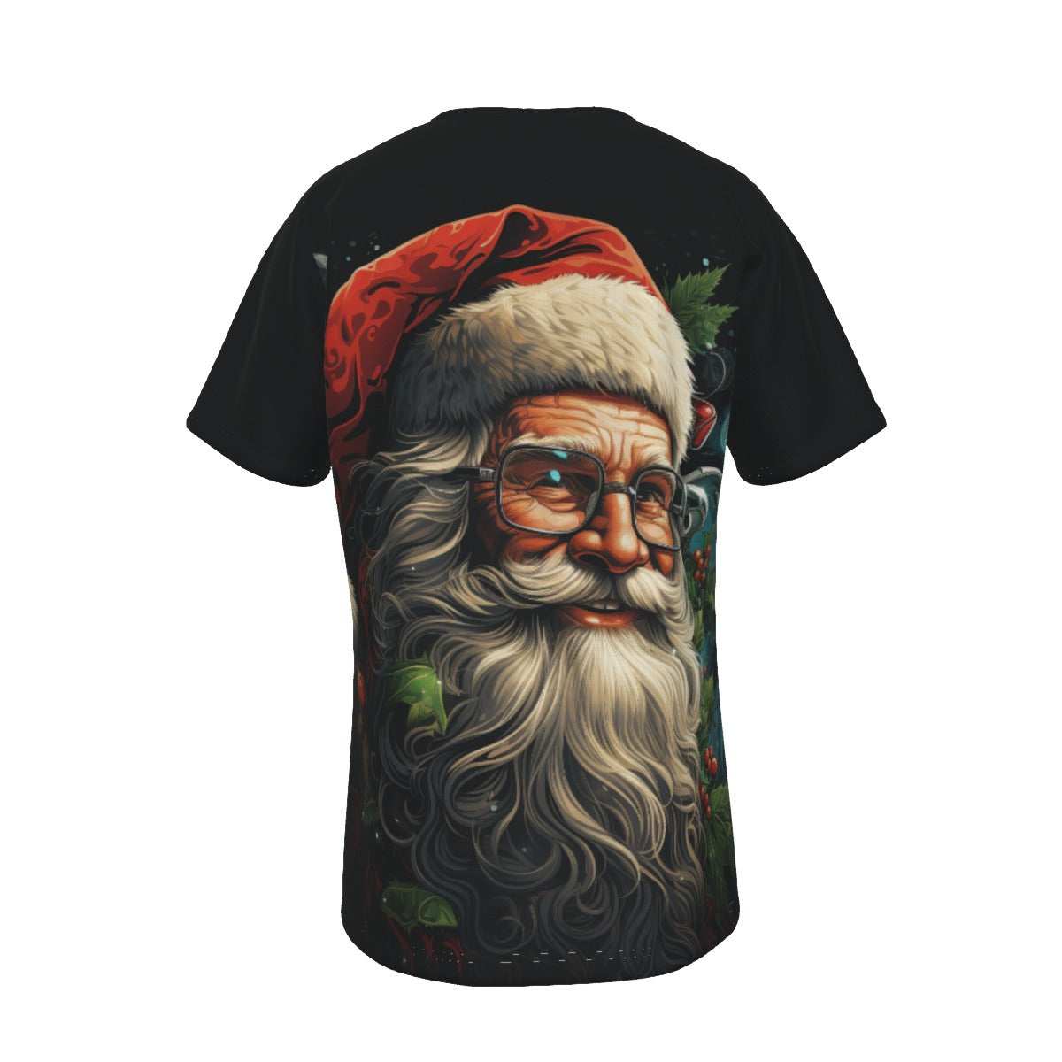 Mens Short Sleeve Christmas Tee - Front and Back - Holy Santa