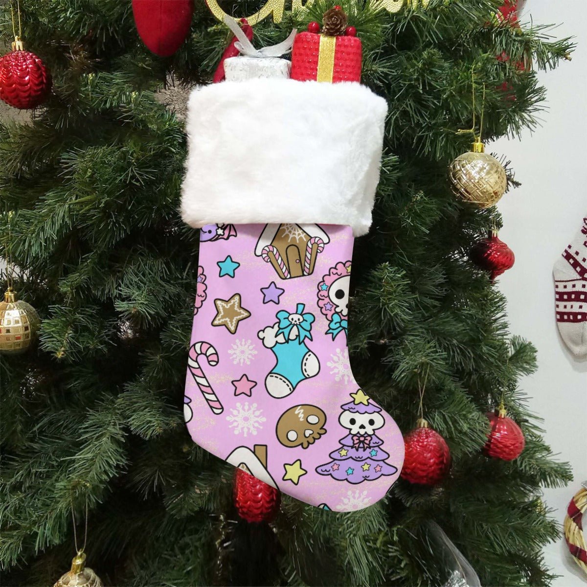 Christmas Sock - Creepy Kawaii Pink - Festive Style