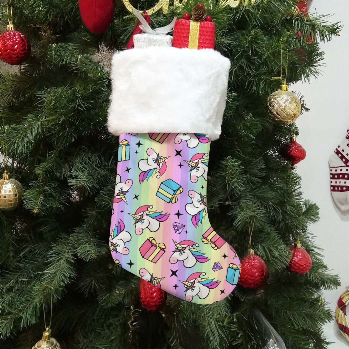 Christmas Sock - Rainbow Unicorn - Festive Style