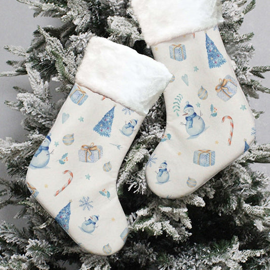 Christmas Sock - Watercolour Blue - Festive Style