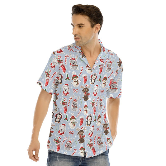 Men's Short Sleeve Christmas Shirt -  Polar Kawaii