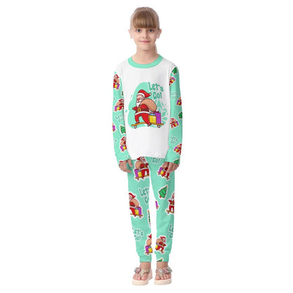 Kids Christmas Pyjama Set - Green "Let's Go" - Festive Style