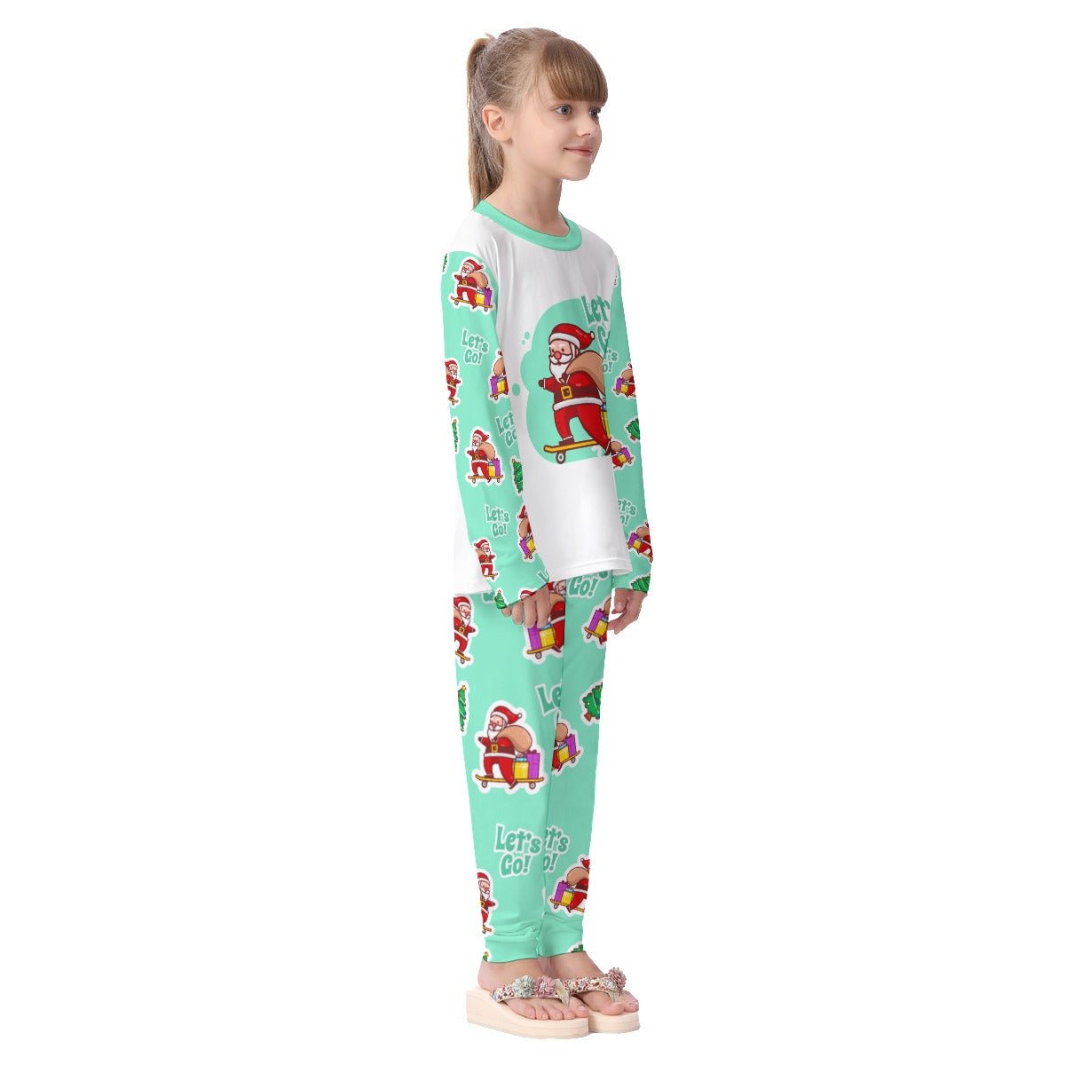 Kids Christmas Pyjama Set - Green "Let's Go" - Festive Style