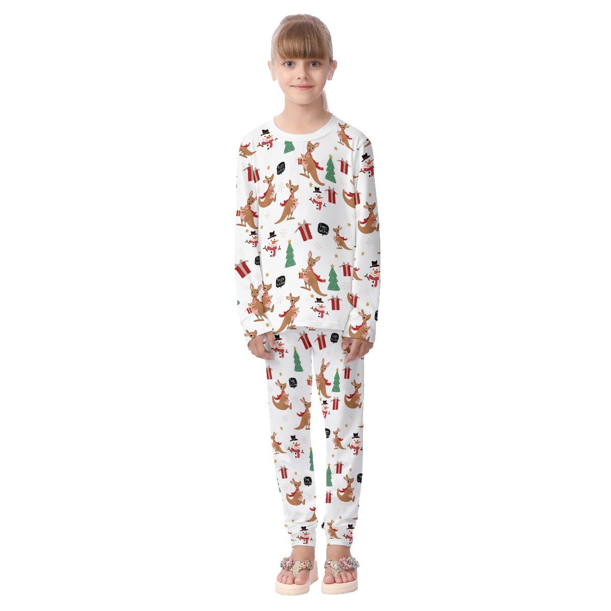 Kids Christmas Pyjama Set - Kangaroo Pattern - Festive Style