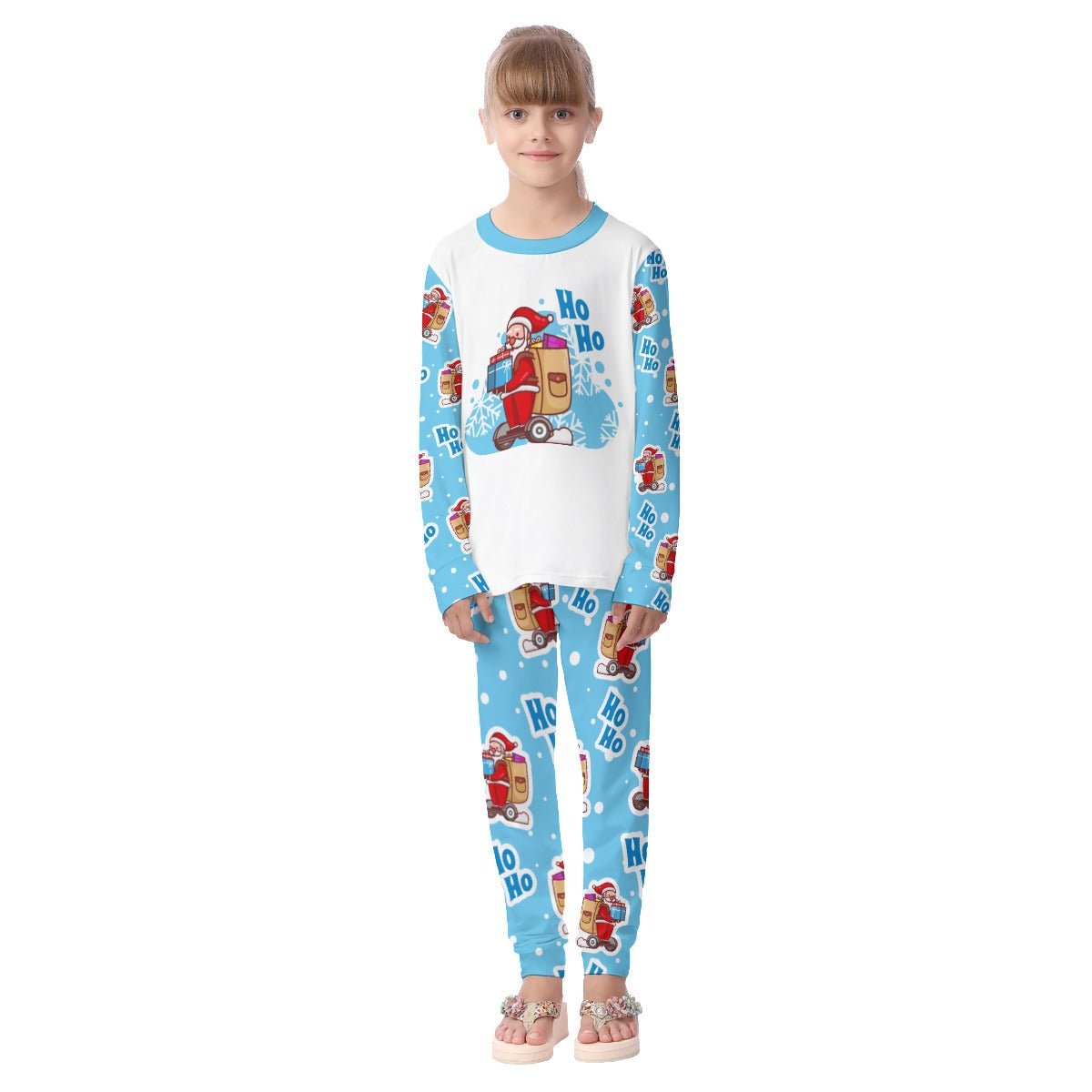 Kids Christmas Pyjama Set - LightBlue "Ho Ho" 2 - Festive Style
