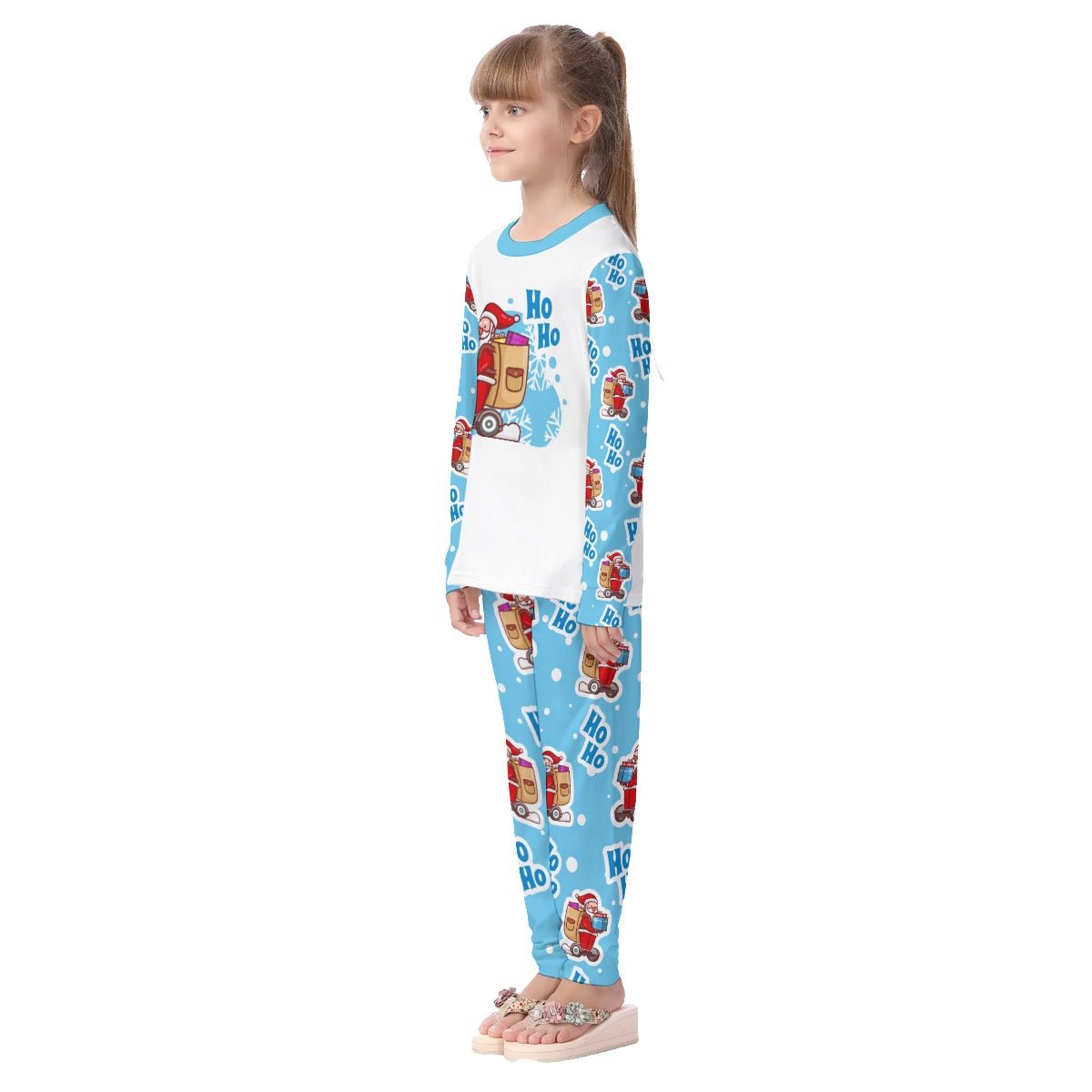 Kids Christmas Pyjama Set - LightBlue "Ho Ho" 2 - Festive Style
