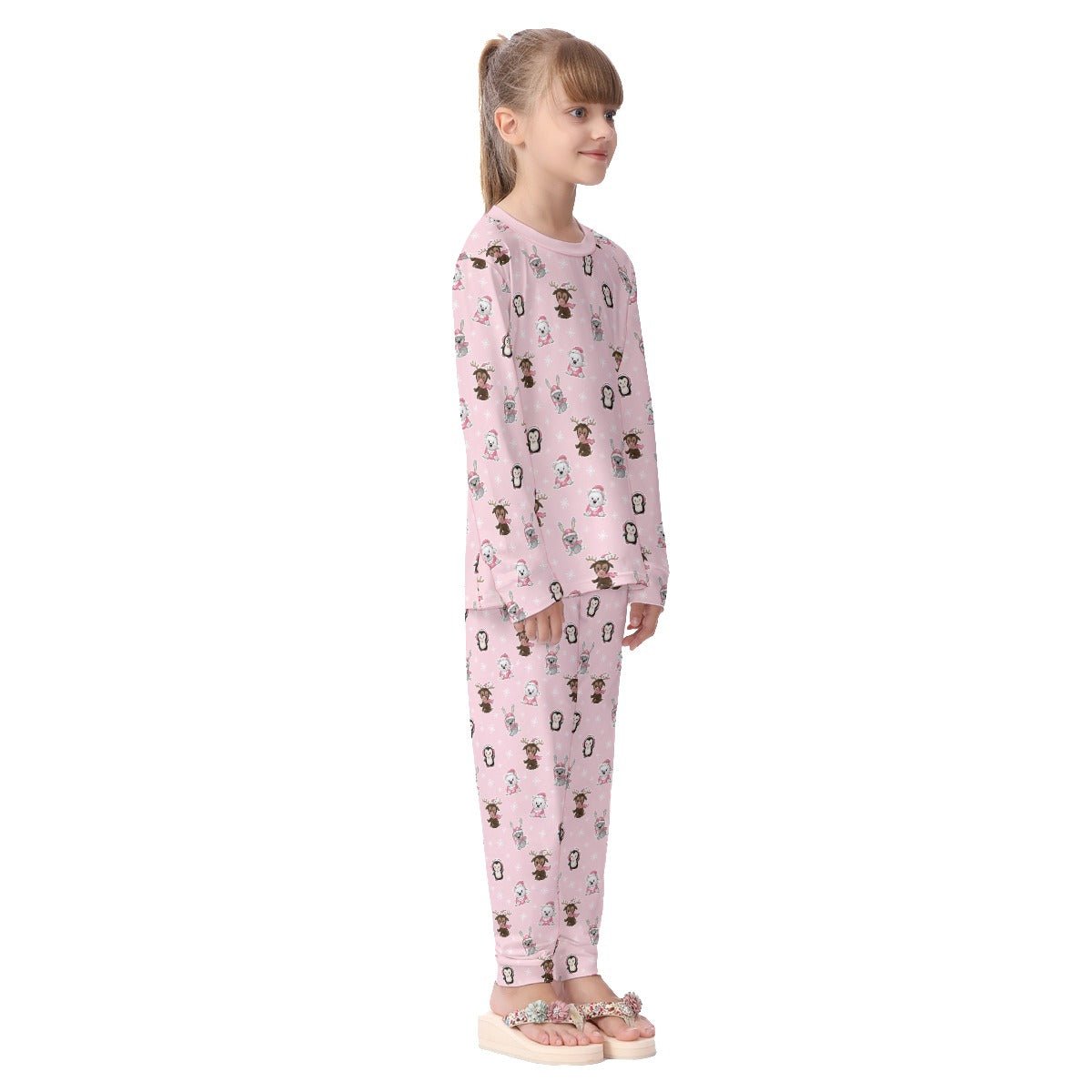 Kids Christmas Pyjama Set - Polar Pink - Festive Style