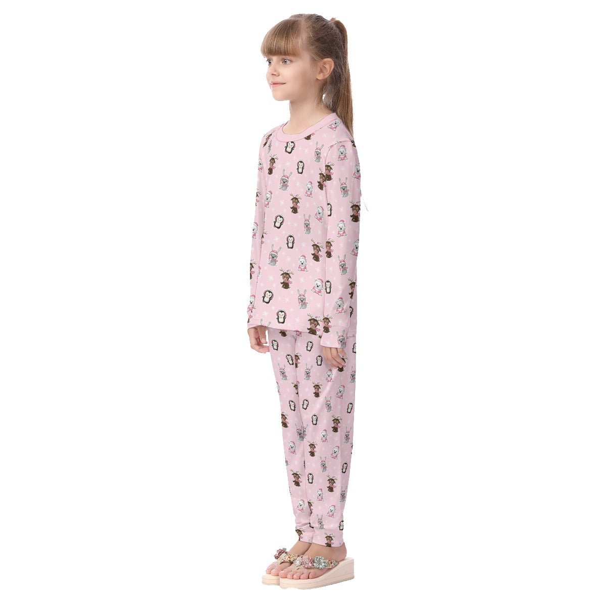 Kids Christmas Pyjama Set - Polar Pink - Festive Style