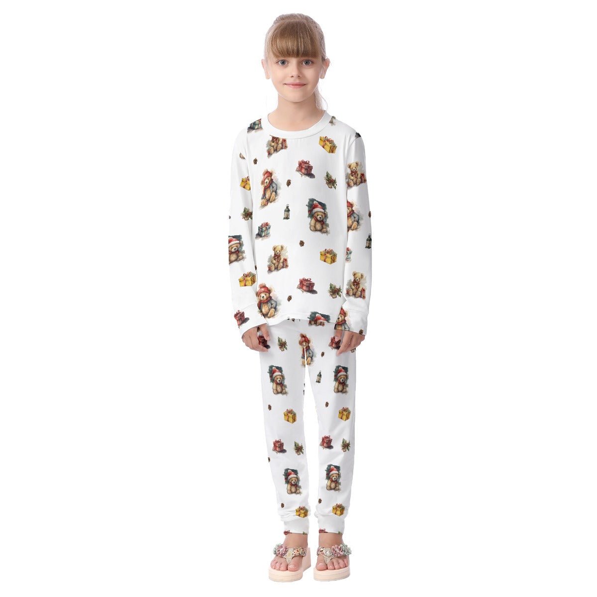 Kid's Christmas Pyjamas - Watercolour Teddies - Festive Style